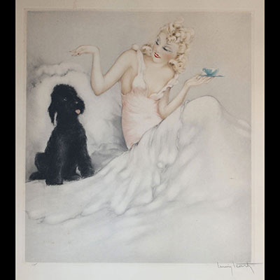 Louis ICART (1888-1950) “Café du matin” Etching, color aquatint, signed and numbered 177, 1940.