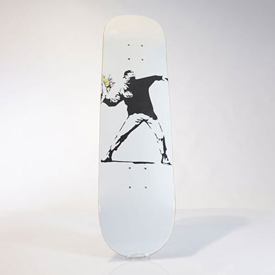 Banksy (after) - Flower Thrower, 2018 Screenprint on skateboard deck Made in limited edition by Brandalism in 2017.