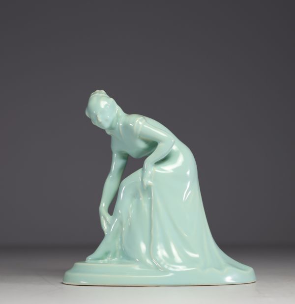 Charles CATTEAU (1880-1966) Bock Frères Keramis - ‘Élégante’ in glazed earthenware, signed.