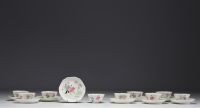 Chine - Rare et remarquable ensemble de neuf bols et soucoupes en porcelaine polychrome à décor d'enfants, Yongzheng, XVIIIème.