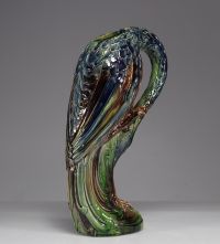 Vase en faïence de Bruges, modèle « échassier » vers 1900