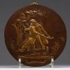 Jules Edouard ROINE (1857-1916) Low relief bronze medallion with two patinas, signed, Barbedienne foundry, 19th century.