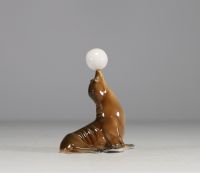 Volkstadt - ‘Juggling sea lion’ in polychrome porcelain, circa 1930.