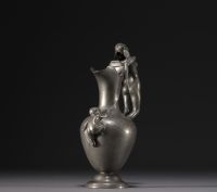 AKERMAN - Pewter jug vase with elf and baby design, circa 1900.