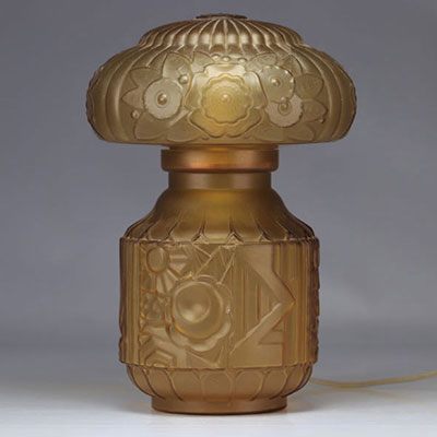 SCAILMONT Rare lampe Art Déco motifs géométriques