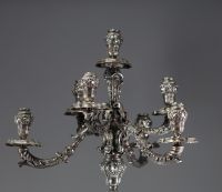 Imposing pair of Louis XVI candelabra with seven luminous points in solid silver, lion and 800 hallmarks.