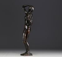 ‘Young nude woman’, bronze sculpture with brown patina.