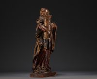 Statue de Sainte-Barbe - Sculpture en bois polychrome d'époque XVIIIe siècle.