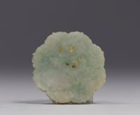 China - Jade plate with flower design, Qing period.