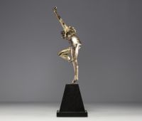 Georges MORIN (1874-1950) ‘Danseuse au serpent’ Art Deco sculpture in silvered bronze, signed.