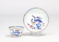 Chinese porcelain bowl and plate with blue phoenix design