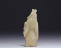 Chine - statuette de sage en Jade néphrite, époque Qing.