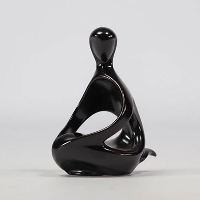 VILLEROY & BOCH Septfontaines sculpture noire en forme d'une sirène assise en faïence