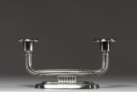 Aksel HOLMSEN (XIX-XX) Paire de Bougeoirs Art Déco en argent, poinçon d'orfèvre et poinçon 830, vers 1910-30.