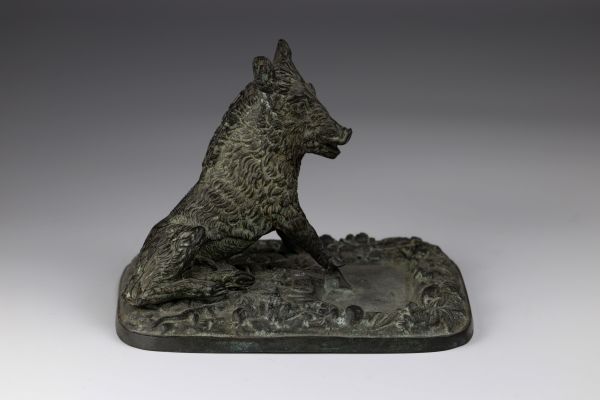 Bronze cubby-hole depicting a wild boar, 1900