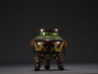 China - Cloisonné incense burner decorated with Fô dogs and dragons.