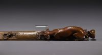 Jules MOIGNIEZ (1835-1894) Bronze letter opener decorated with a dog on a collar, signed.