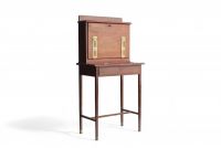 Small neo-Sheraton style desk in mahogany and bronze, circa 1930.