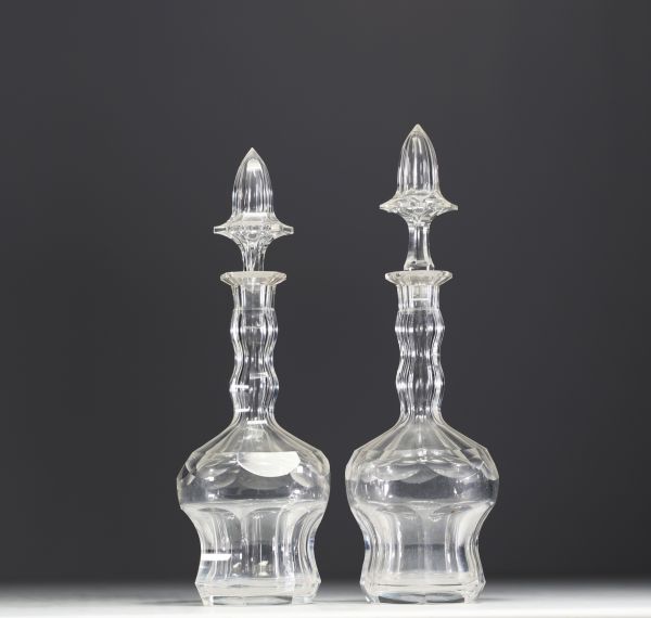 Val Saint Lambert - Pair of cut crystal decanters, Lalaing model, 20th century