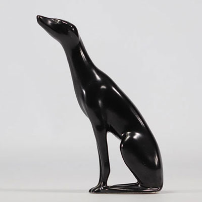 VILLEROY & BOCH Septfontaines, chien assis noir en faïence