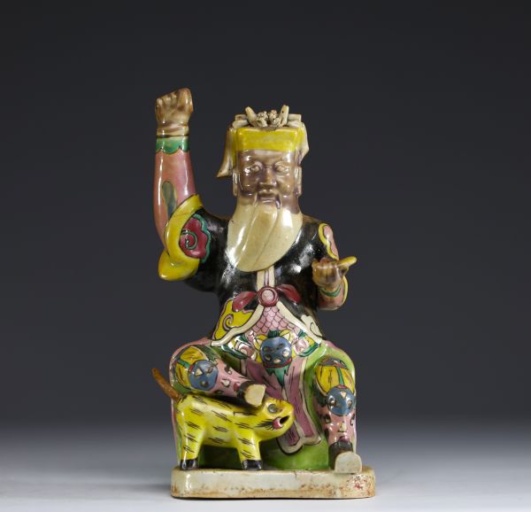 Chine - Statue de Dignitaire en terre cuite vernissée. Qianlong