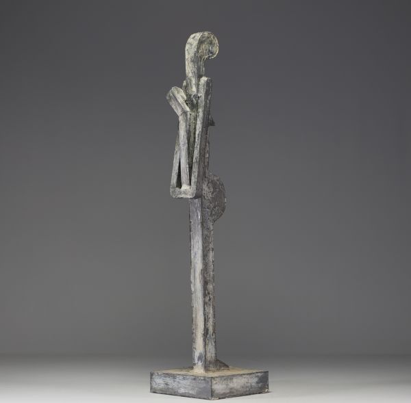 ‘Maternity’ African woman carrying her child - Constructivist sculpture in zinc.