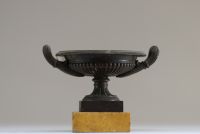 Bronze bowl on marble base in the Empire style, Charles X period.