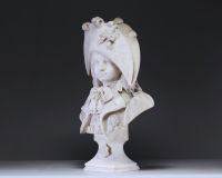 Rizzardo GALLI (1839-1914) - Buste d'enfant en marbre de Carrare, signé Galli Rizzardo, Milan, XIXème.