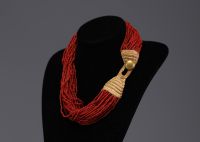 China - Necklace made of small red coral beads.