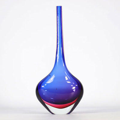 Flavio POLI (1900-1984) vase en verre de Murano en bleu - SEGUSO Vetri d’Arte