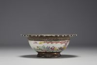 China - Famille rose porcelain bowl decorated with children, recessed mark, Republic period.
