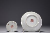China - Set of two famille rose porcelains with figures, 19th century.