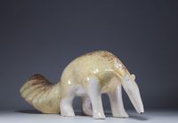 Roger DUTERME (1919-1997) Large anteater in glazed terracotta, artist's stamp, circa 1970.