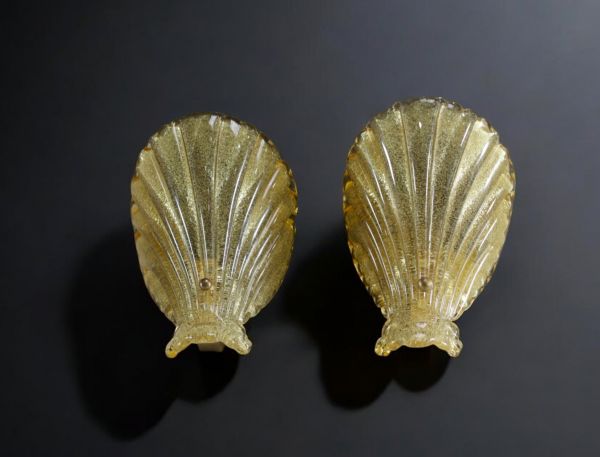 Murano - Pair of wall lights in sequined glass, circa 1970.