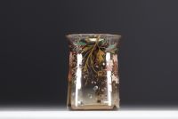 Cristallerie Émile GALLÉ - Small transparent enamelled cup with floral design