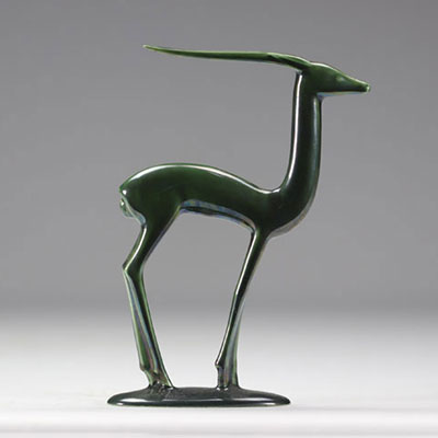 VILLEROY & BOCH Septfontaines, green earthenware gazelle