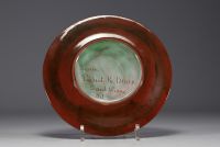 Jean PICART LE DOUX (1902-1982) Glazed ceramic bird dish, signed.