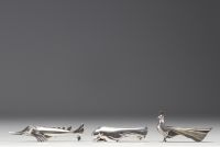 Orfèvrerie Gallia - Set of silver-plated metal cutlery holders decorated with animals.