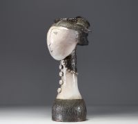 Jacques BRUGGEMAN (XX) Glazed ceramic bust, circa 1950-60.