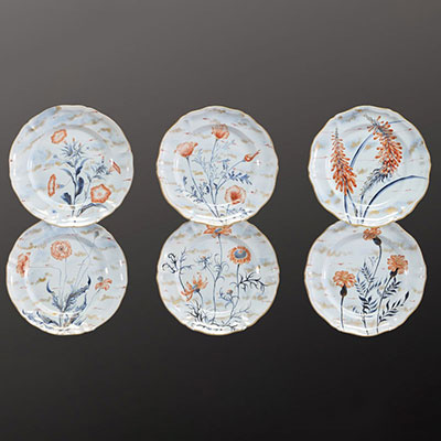 Émile GALLÉ (1846-1904) - Série de six assiettes plates du service floral 