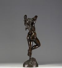 Jef LAMBEAUX (1852-1908) ‘La danseuse’ Bronze with shaded brown patina, signed on the base and foundry stamp ‘Usines Vojave à Bruxelles’.