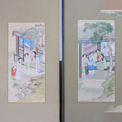 Painting on silk decorated with characters from 20th century