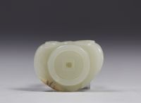 China - bat, carved white jade knob, Qing period.