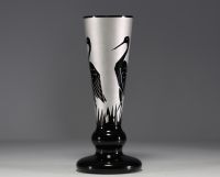 Paul HELLER (1914-1995) pour Artver - Vase Art Déco à décor d'oiseaux stylisés  signé ARTVER