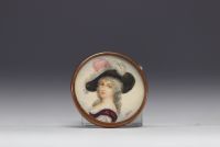 Set of five buttons, miniature painting on brass mount, 18th-19th century.