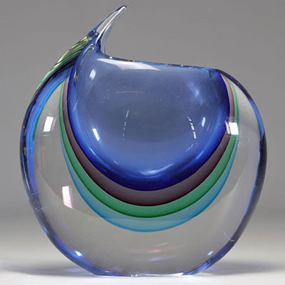 FURLAN Walter, born in 1931. Rare multi-layered glass vase