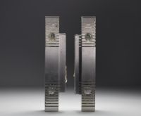 Gaetano SCIOLARI (1927-1994) - Pair of wall lights in brushed aluminium.