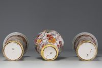 Three-piece Delft earthenware set, 18th-19th century.