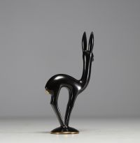 Eduard HERMANUTZ (1902-1992) for V&B Luxembourg - ‘Biche’ in black and gold earthenware, N°535, circa 1935-40.