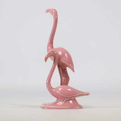 VILLEROY & BOCH Septfontaines sculpture en forme d'un couple de flamants-roses en faïence